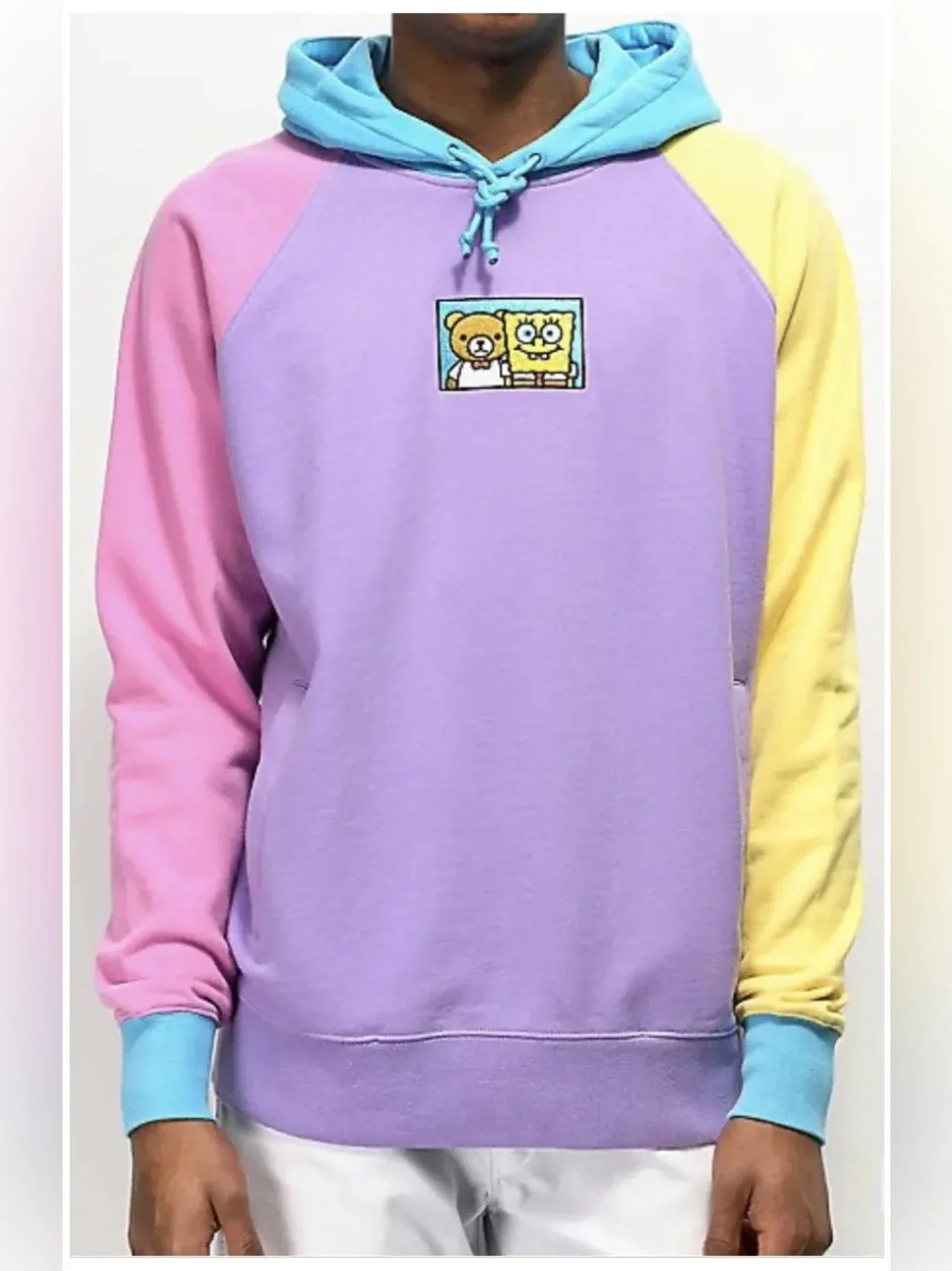 Teddy Fresh x SpongeBob SquarePants Color Block Hoodie Sweatshirt L